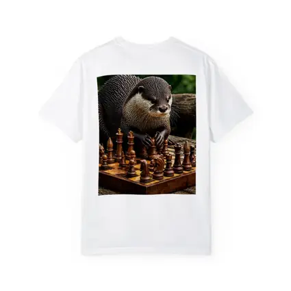 Otter Playing Chess On Wooden Board