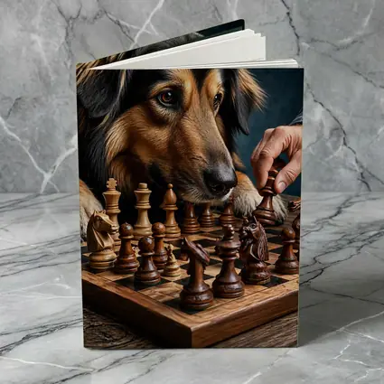Dog Focused on Chess Board Game