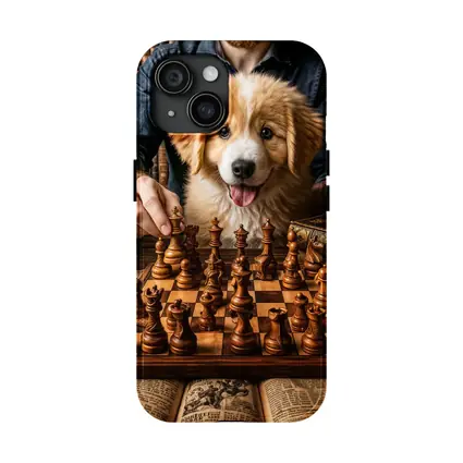 Golden Retriever Puppy Playing Chess Library