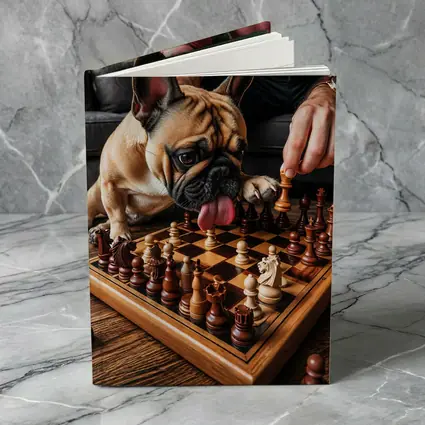 French Bulldog Playing Chess Indoor Setting