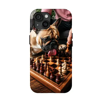 French Bulldog Playing Chess Indoor Setting
