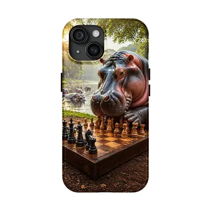 Hippopotamus Playing Chess In Jungle Park