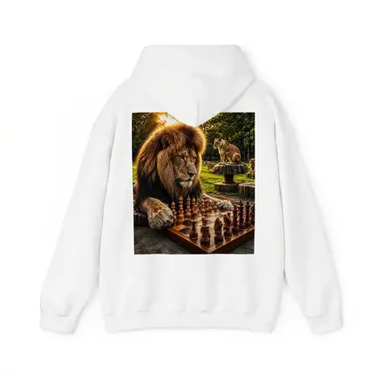 Lion Playing Chess in Tropical Park