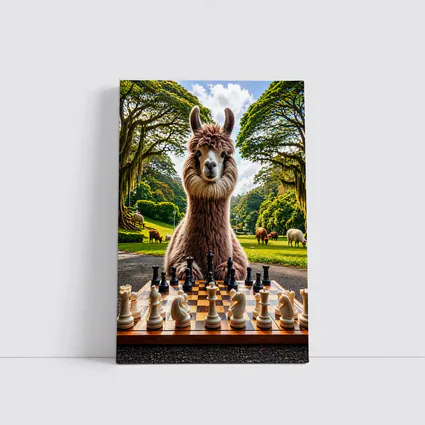 Llama Playing Chess in Green Park