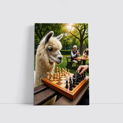 Llama Playing Chess In Green Park
