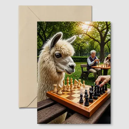 Llama Playing Chess In Green Park