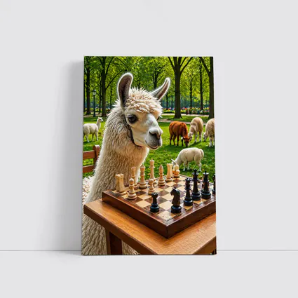 Llama Playing Chess In Green Park