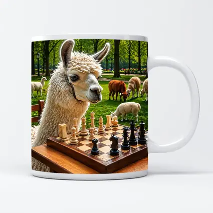 Llama Playing Chess In Green Park