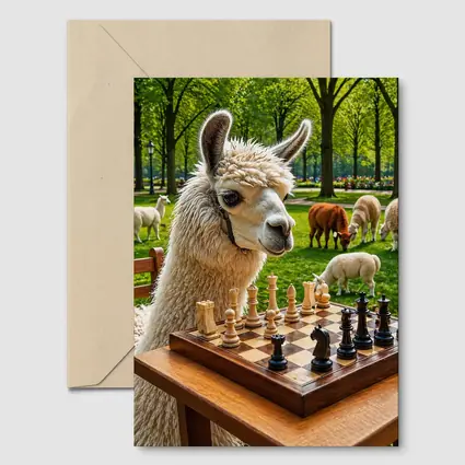 Llama Playing Chess In Green Park