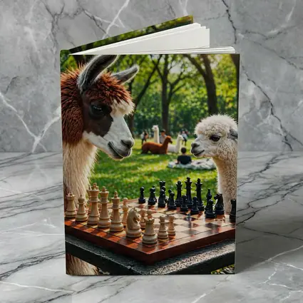 Alpaca Llamas Playing Chess in Park