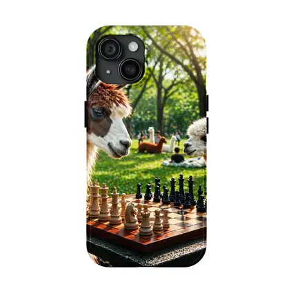Alpaca Llamas Playing Chess in Park