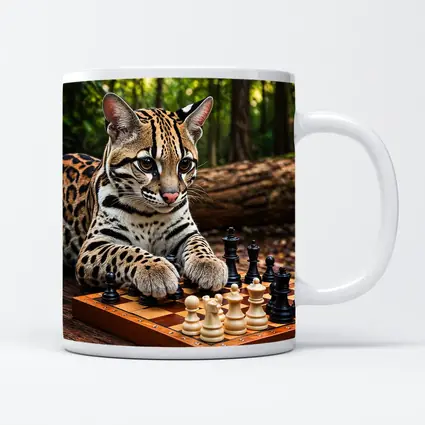 Ocelot Playing Chess In Forest