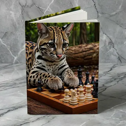 Ocelot Playing Chess In Forest