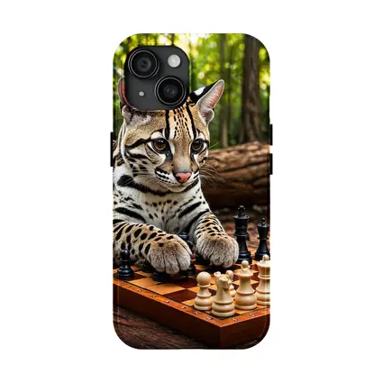 Ocelot Playing Chess In Forest