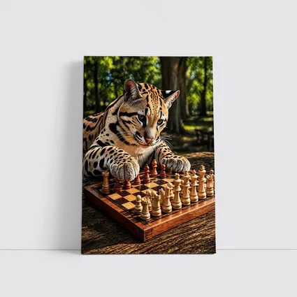 Ocelot Playing Chess In Sunny Park
