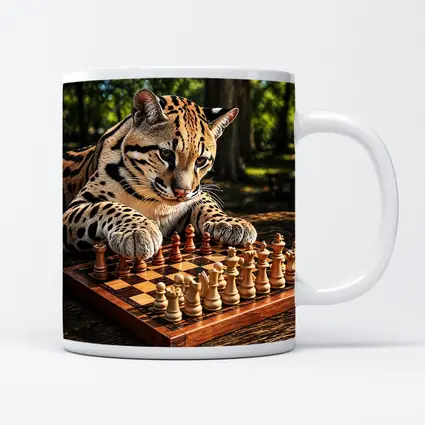 Ocelot Playing Chess In Sunny Park
