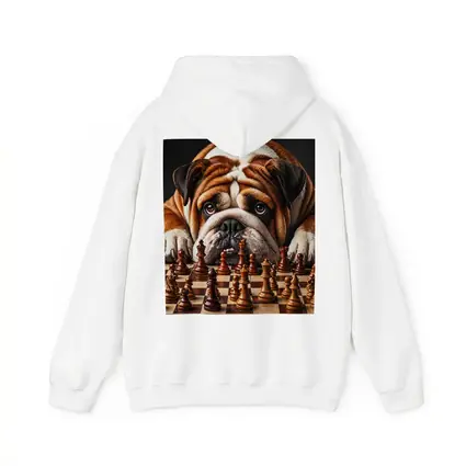 English Bulldog Staring Down Chess Board