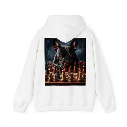 French Bulldog Playing Chess Dark Background