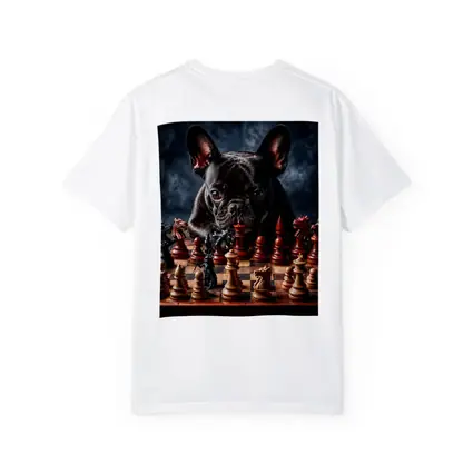 French Bulldog Playing Chess Dark Background