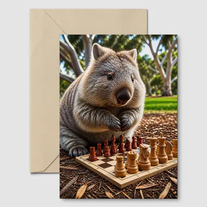 Wombat Playing Chess In Sunny Park