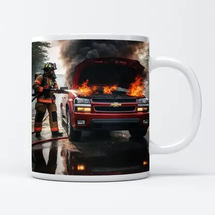 Chevrolet Blazer On Fire Firefighter Scene