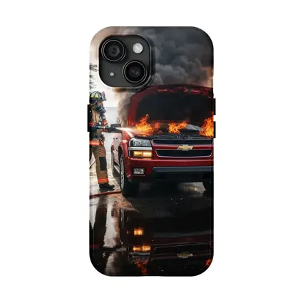 Chevrolet Blazer On Fire Firefighter Scene