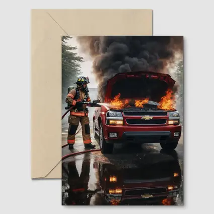 Chevrolet Blazer On Fire Firefighter Scene
