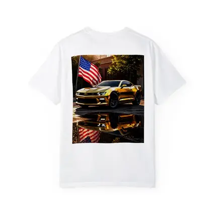 Gold Chevrolet Camaro American Flag Urban Street