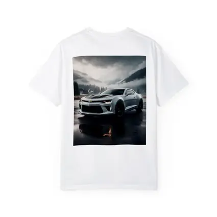 Chevrolet Camaro White Muscle Car Overcast Mountains