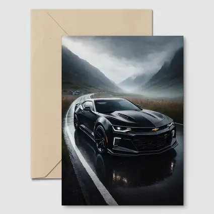 Chevrolet Camaro Black Rainy Mountain Road