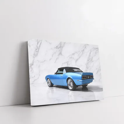Chevrolet Camaro Blue Convertible Marble Background