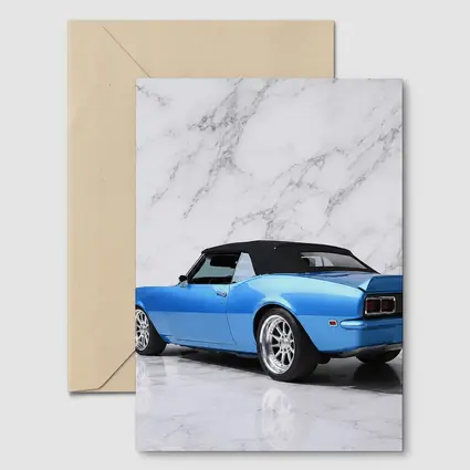Chevrolet Camaro Blue Convertible Marble Background