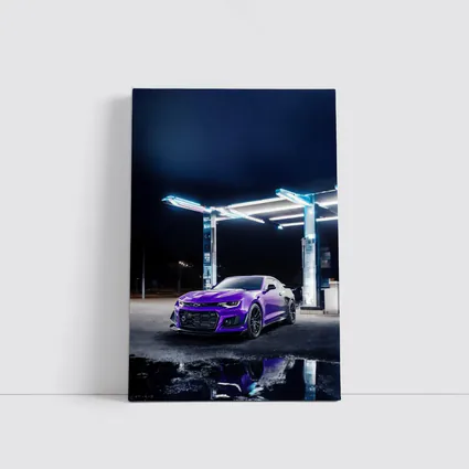 Chevrolet Camaro Purple Night Gas Station