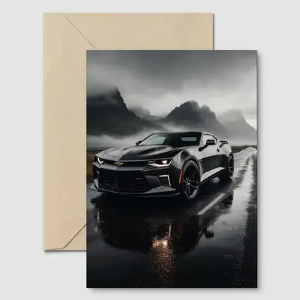 Chevrolet Camaro Wet Road Dramatic Overcast Sky