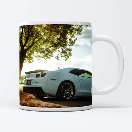 White Chevrolet Camaro Autumn Tree Background
