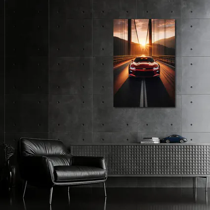 Chevrolet Camaro Red Muscle Car Bridge Sunset