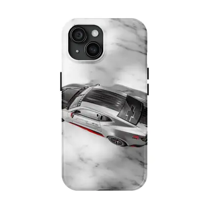 Chevrolet Camaro Racing Silver Marble Background