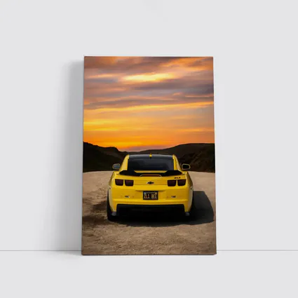Chevrolet Camaro ZL1 Yellow Sunset Road