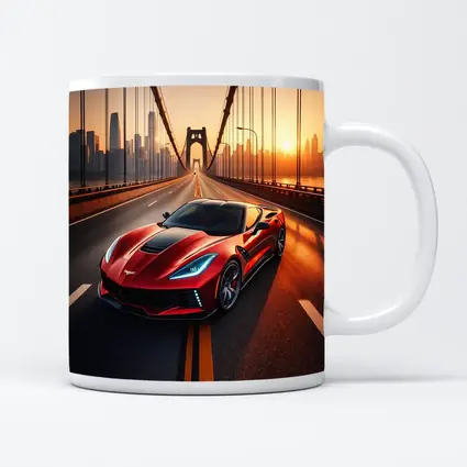 Chevrolet Corvette Red Bridge City Sunset