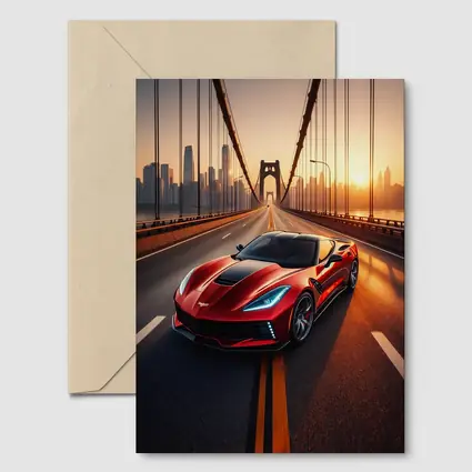 Chevrolet Corvette Red Bridge City Sunset