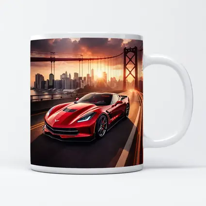 Chevrolet Corvette Red Bridge City Sunset