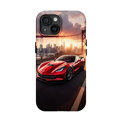 Chevrolet Corvette Red Bridge City Sunset