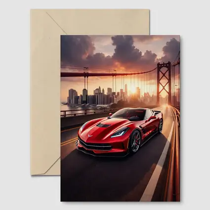 Chevrolet Corvette Red Bridge City Sunset