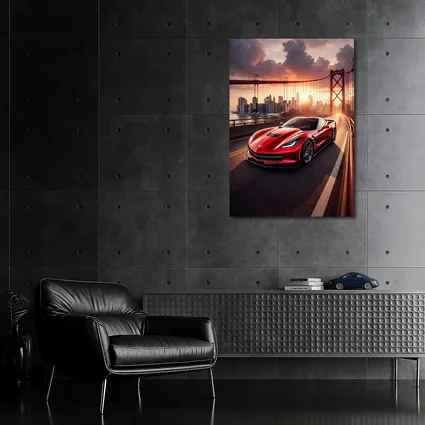 Chevrolet Corvette Red Bridge City Sunset