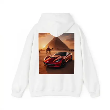 Chevrolet Corvette Red Egypt Pyramids Desert