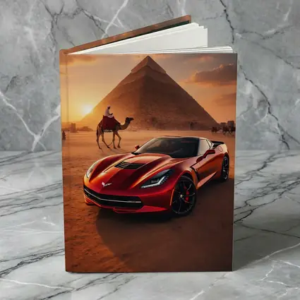 Chevrolet Corvette Red Egypt Pyramids Desert