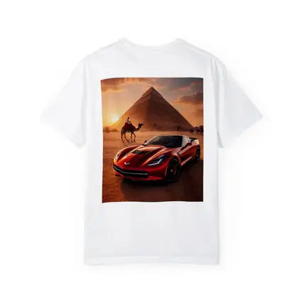 Chevrolet Corvette Red Egypt Pyramids Desert