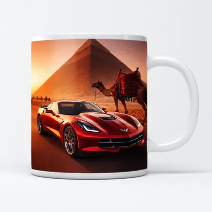Chevrolet Corvette Red Car Egypt Pyramids