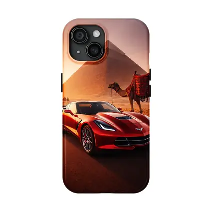 Chevrolet Corvette Red Car Egypt Pyramids