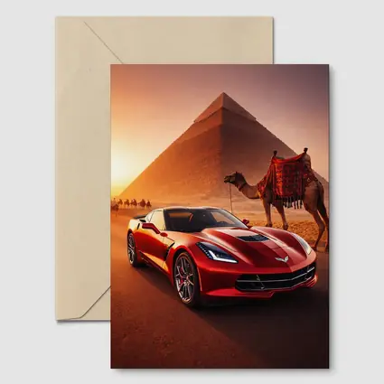 Chevrolet Corvette Red Car Egypt Pyramids